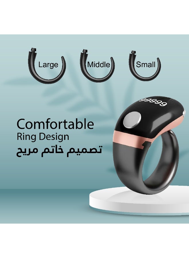 Motoq Smart Digital Tasbih Ring, Touch S7 Pro, Black, Spiritual Counter with App Connectivity, 2.5x3x3 cm (Rose Gold) - Image 4
